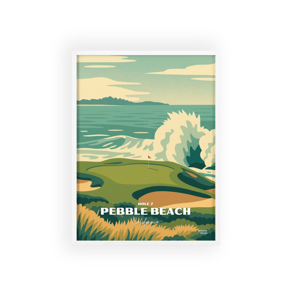 Pebble Beach - Golf Poster with Wooden Frame